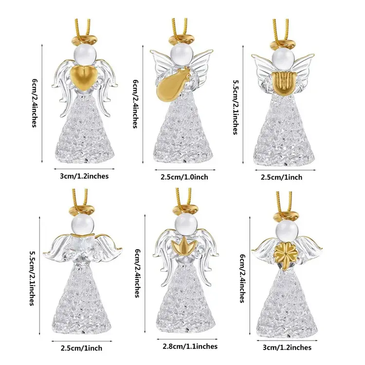 Toptan noel süsleri kişiselleştirilmiş cam Baubles melek noel ağacı süsleri