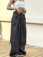 Taille haute rue rétro gris bureau Y2K dame grande taille femmes pantalons pantalons de survêtement amples en gros pantalons à fond large pour les femmes