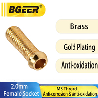 2.0mm Gold Plated Socket Female Connector with M3 Metal Threaded Copper Parts Screw Accessories for Teaching Instruments