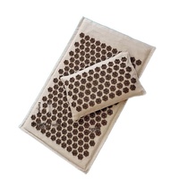 Ensemble de trois tapis de yoga et de massage en lin aiguilleté à motif palmier de coco, et tapis de sol