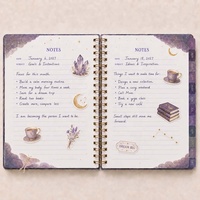 Carnet de notes spirale Yihe New 7,1 x 9,3 pouces avec motifs étoiles, lune, papillon, et ensemble de trombones, idéal comme cadeau de Noël ou de mariage