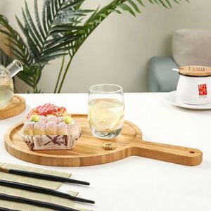 Bambou Hôtel Angle Droit Plateau À Thé Jetable Fast Food Double Oreilles Plateau De Fruits Manche En Bois Gravé Restaurant Ménage Assiette - Product Image 6