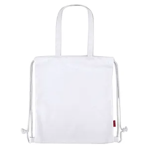 Mochila de Lona de Algodón Personalizada al por Mayor con Cordón y Asa, Bolsa Deportiva con Patrón de Letras - Product Image 3
