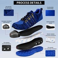 Chaussures de sécurité respirantes avec embout en acier, tige en maille Fly-Knit, semelle extérieure en PU, anti-perforation, antistatiques, pour le printemps, l'été et l'automne, usage en usine