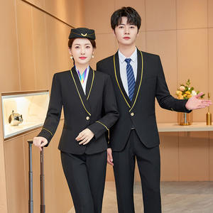 Venta al por mayor personalizado de alta calidad aerolínea aviación Negro Azul Marino hombres mujeres piloto uniformes del personal - Product Image 3