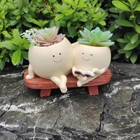 Nouveau pot de fleurs créatif et mignon à double siège, style américain, pour bureau à domicile, modèle 6, pour plantes succulentes