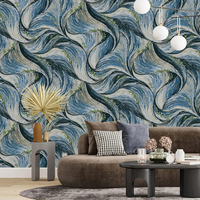 Papier peint floral moderne 3D à vagues tourbillonnantes, options multicolores, papier peint vinyle pour la décoration murale de la maison, de l'hôtel et des espaces commerciaux