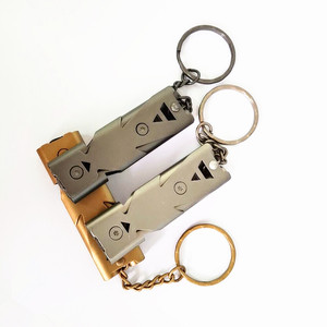Sifflet de survie à double tube en acier inoxydable, porte-clés, sifflet de sécurité d'urgence à décibels élevés, accessoire de camping en plein air - Product Image 1