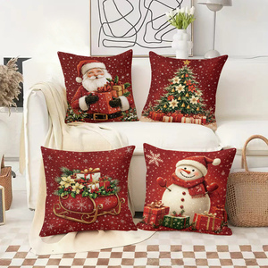 Christmas throw pillows featuring Santa snowman tree sleigh gifts for festive holiday decor - Product Image 2