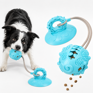 Juguete interactivo para perros con ventosa de TPR, dispensador de golosinas, pelota para jugar solo, ecológico, para limpieza de dientes, juguete masticable para perros - Product Image 1