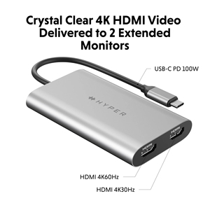 Adaptateur HDMI double 4K HyperDrive pour MacBook, PC Windows, Chromebook - Product Image 2