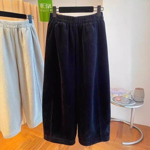 Corduroy Trousers Women Thickened Wide Leg Loose Straight Crop Casual <b>Pants</b> Autumn Winter 2025 Fleece <b>Lined</b> Micro Elasticity - Product Image 3