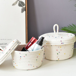 Desktop <b>storage</b> box, cotton <b>rope</b> <b>storage</b> <b>basket</b>, cosmetics, snack <b>basket</b>, miscellaneous items <b>basket</b>, underwear and sock - Product Image 1