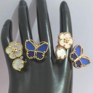Bague tendance de style nouveau, directement de l'usine, plaquée <span class=keywords><strong>or</strong></span> 18 carats, ajustable, avec motif coccinelle, papillon et trèfle à quatre feuilles - Product Image 6