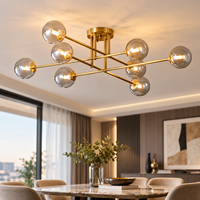 Lustre Moderne Nordique à 8 Têtes avec Globes en Verre, Plafonnier Semi-Encastré pour Salon, Salle à Manger, Chambre, Entrée, Décoration Intérieure
