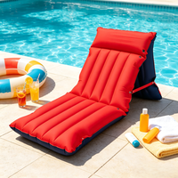 Matelas de plage gonflable portable avec dossier 175x56cm, tapis de camping pliable en PVC pour utilisation en extérieur, sur la plage, la pelouse ou le bateau