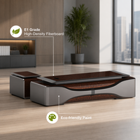 Bureau de direction haut de gamme en bois de palissandre avec finition cristal, peinture à l'eau écologique de qualité E1, table de patron LED, table de bureau moderne