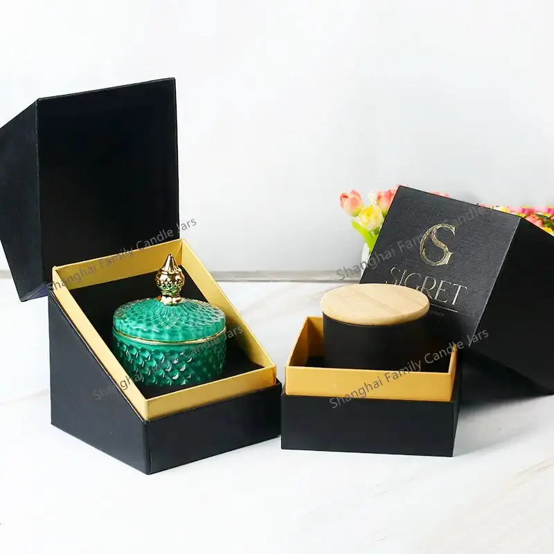 Scatola di cartone vuota personalizzata per candele scatole regalo di imballaggio di candele di vetro di lusso con scatola di carta spugnosa spessa per barattoli di candela
