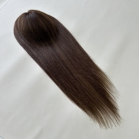 Envío Rápido, Topper de Cabello Humano Natural con Encaje HD 7*8, con Reflejos, 18 Pulgadas para Mujer, Calidad Estable, Precio de Fábrica, se Adapta a la Piel