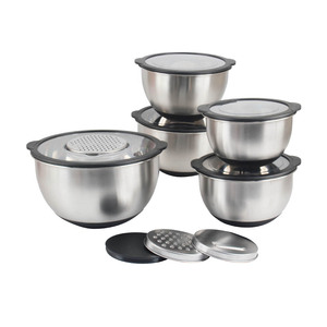 Ensemble de saladiers en acier inoxydable avec couvercles, fond en silicone antidérapant, bols de mélange pour la cuisine, la pâtisserie et le stockage des aliments - Product Image 3