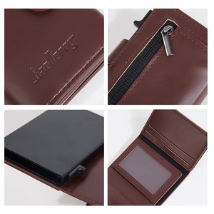 Nouvel étui porte-cartes automatique en cuir PU avec protection <span class=keywords><strong>RFID</strong></span> pour hommes, avec fermoir, pour cartes bancaires, de crédit, professionnelles et d'identité - Product Image 5