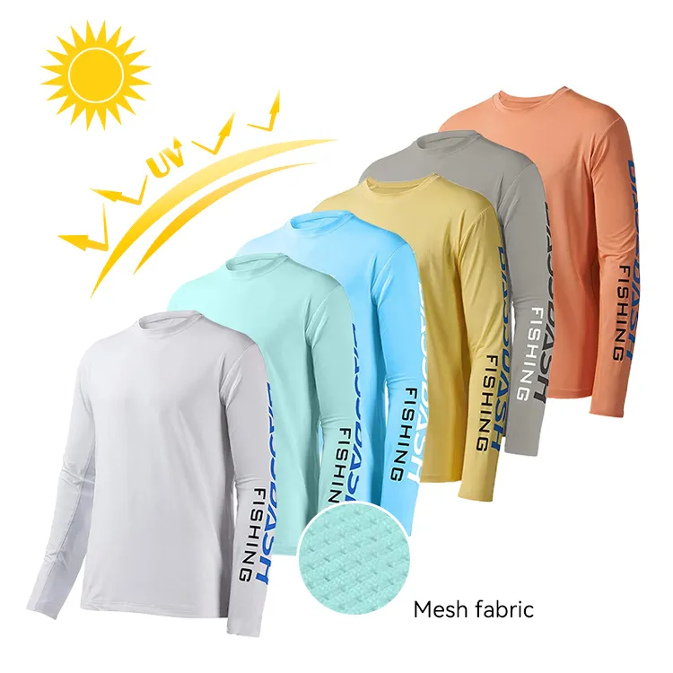 custom LOGO quick dry fishing top shirts australia crewneck long sleeve sun protection fishing clothing t-shirt