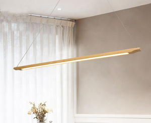 Lampes suspendues modernes en bois LED nordiques pour la suspension de lustre linéaire personnalisée de cuisine - Product Image 2