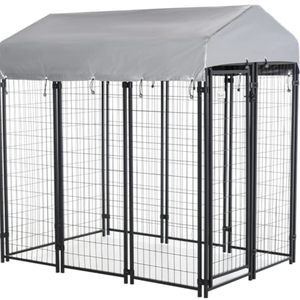 <span class=keywords><strong>Cages</strong></span> pour animaux de compagnie chenil pour chien avec toit couvert commercial en gros chenil pour chien en métal - Product Image 1