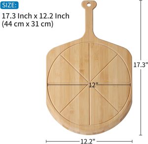Pala para <span class=keywords><strong>Pizza</strong></span> <span class=keywords><strong>de</strong></span> Bambú Fiery <span class=keywords><strong>Chef</strong></span> <span class=keywords><strong>de</strong></span> 12 Pulgadas, Ligera, con Ranuras para 8 Rebanadas, Apta para Horno, Accesorio para Horno <span class=keywords><strong>de</strong></span> <span class=keywords><strong>Pizza</strong></span> al Aire Libre, 17.3x12.2 - Product Image 2