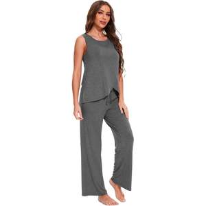 Ensemble de pyjama personnalisé pour femmes, débardeur et pantalon en bambou, vêtements de nuit respirants, pyjamas pour femmes, fabricant de vêtements haut de gamme au Vietnam - Product Image 1
