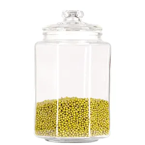 Eco-friendly Cookie Candy Food Glass Storage Jar Kitchen Glass Octagonal Jar Tarro De Almacenamiento De Vidrio