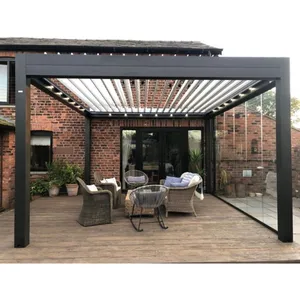 Kit pergola à toit persienne motorisé Pergola bioclimatique aluminium avec système de toit rétractable