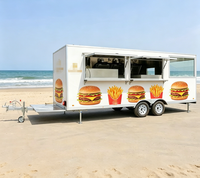 Remorque alimentaire mobile personnalisée à double essieu en acier au carbone, avec graphismes pour burgers et frites, chariot de concession commercial pour restauration rapide