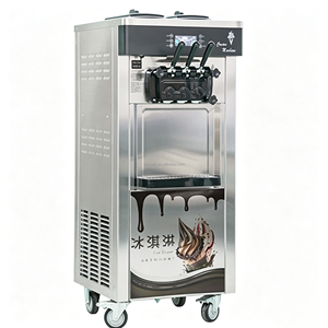 Machine commerciale verticale à glace molle et gelato italien en acier inoxydable, grande capacité, avec trois poignées - Product Image 3