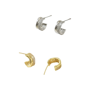 Charme Cuivre En Forme De Cercle C Design Boucles D'oreilles Avec Zircon Pierres Nouveau Style À La Mode Élégant Cadeau À La Mode - Product Image 6