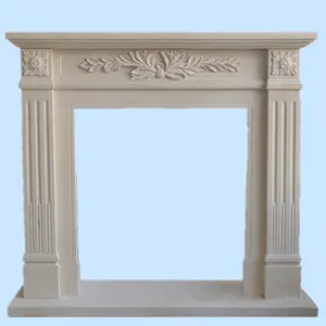 Modern Decorative Marble Fireplace Mantel Surrounds With Life Size Statues