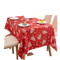 Nouvelle nappe de Noël tendance, rouge, en polyester/coton, imprimée, faite à la main, design moderne de dessins animés, anti-taches, lavable, pour usage domestique, personnalisable
