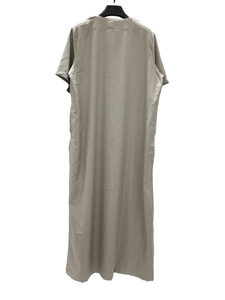 <b>Men's</b> Cotton <b>Thobe</b> Casual Maxi Dress Round Neck Short Sleeve Solid Color Breathable Loose Fit Daily Wear Middle East Style - Product Image 5