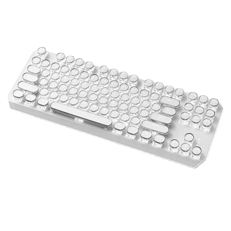 Teclado LED inalámbrico personalizado con cable, 87 teclas, Teclado mecánico vintage, Bluetooth para escribir y jugar, teclado punk modelo de viaje