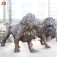 Statues de lion en laiton grandeur nature pour l'artisanat en métal à vendre sculpture de lion en bronze pour l'entrée de la porte d'entrée