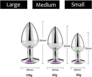3-piece Butt Plug Stainless Steel Ukuran S <span class=keywords><strong>M</strong></span> L Fetish Mainan Seks Anal Bulat Perhiasan LGBT untuk Pria dan Wanita - Product Image 3