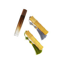 Flacon d'huile essentielle rechargeable 5 ml 10 ml, flacon en verre à bille vide en bambou naturel pour parfum