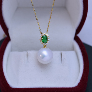 Collar de Perlas Blancas de Agua Dulce de 11-12 mm al por Mayor con Colgante de Plata S925, Brillante y Delicado, para Mujer - Product Image 1