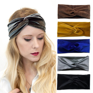9cm Width <strong>Ladies</strong> Cross Velvet Elastic Hairband High Quality Adult <strong>Headband</strong> Women Elastic Velvet Hair Band - Product Image 2