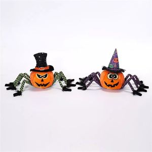 Festive <b>Orange</b> Pumpkin Spider Ornament Set of 2 Creepy Crawly Home Decoration for Halloween Gifts - Product Image 3