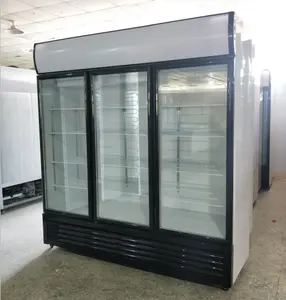 Refrigerador vertical de gran capacidad con 3 puertas de vidrio, refrigerador comercial para bebidas para supermercado