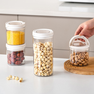 Airtight Kitchen Storage <b>Jars</b> Food Grade Cylinder With Plastic Lid 500ml 1000ml 1500ml For Dry Goods Grain Storage - Product Image 2