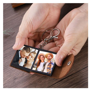 Porte-clés album photo en cuir PU transfrontalier, pour photos de 1 pouce, mini cadeau fête des pères, pendentif souvenir. - Product Image 3