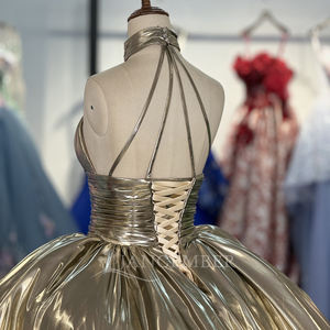 Jancember 6895 brillant doré licou sans manches Empire Quinceanera <span class=keywords><strong>robes</strong></span> pour femmes - Product Image 6