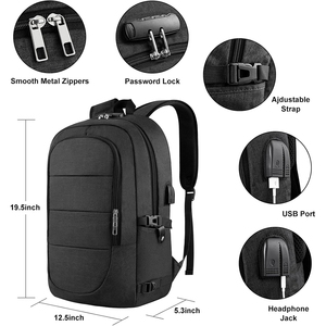 Anti-diefstal denim polyester laptoptas 15,6-17,3 inch zakelijke stijl USB-oplaadpoort slot waterbestendig reistas unisex - Product Image 2